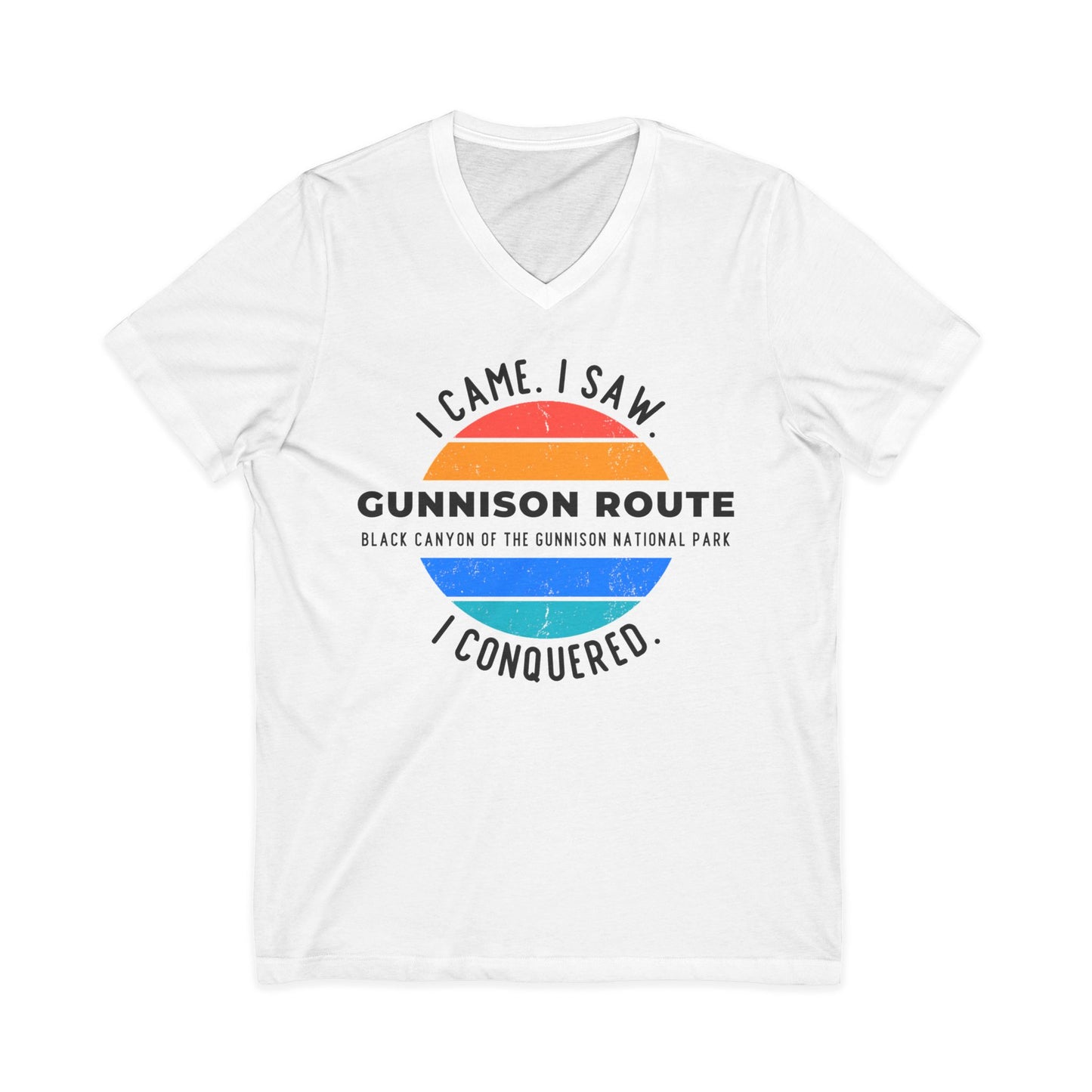 GUNNISON ROUTE v-neck tee | I CAME. I SAW. I CONQUERED. | Black Canyon of the Gunnison National Park