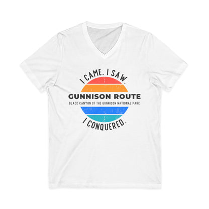 GUNNISON ROUTE v-neck tee | I CAME. I SAW. I CONQUERED. | Black Canyon of the Gunnison National Park