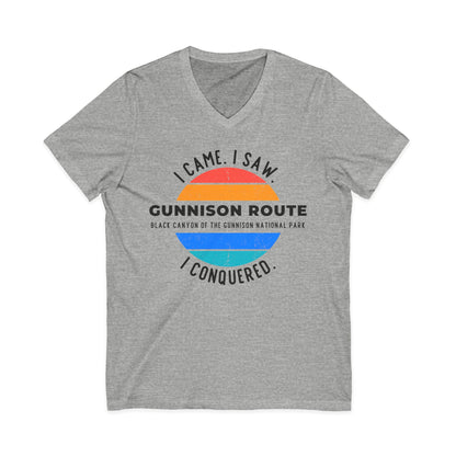 GUNNISON ROUTE v-neck tee | I CAME. I SAW. I CONQUERED. | Black Canyon of the Gunnison National Park